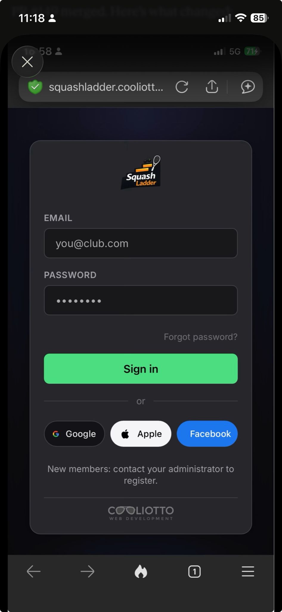 Mobile login, earliest state, big logo and single SSO pill